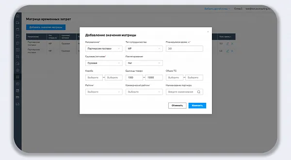 Матрица временных затрат